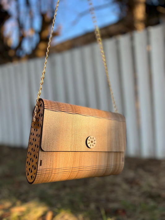 Elegant Wooden Handbag for Women | Stylish American-Inspired Purse | Handmade Laser-Engraved Clutch | Unique Gift for Her | Gift for her …