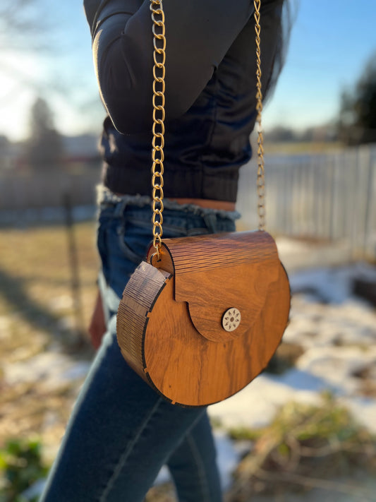 Elegant Wooden Handbag for Women | Stylish American-Inspired Purse | Handmade Laser-Engraved Clutch | Unique Gift for Her | Gift for her